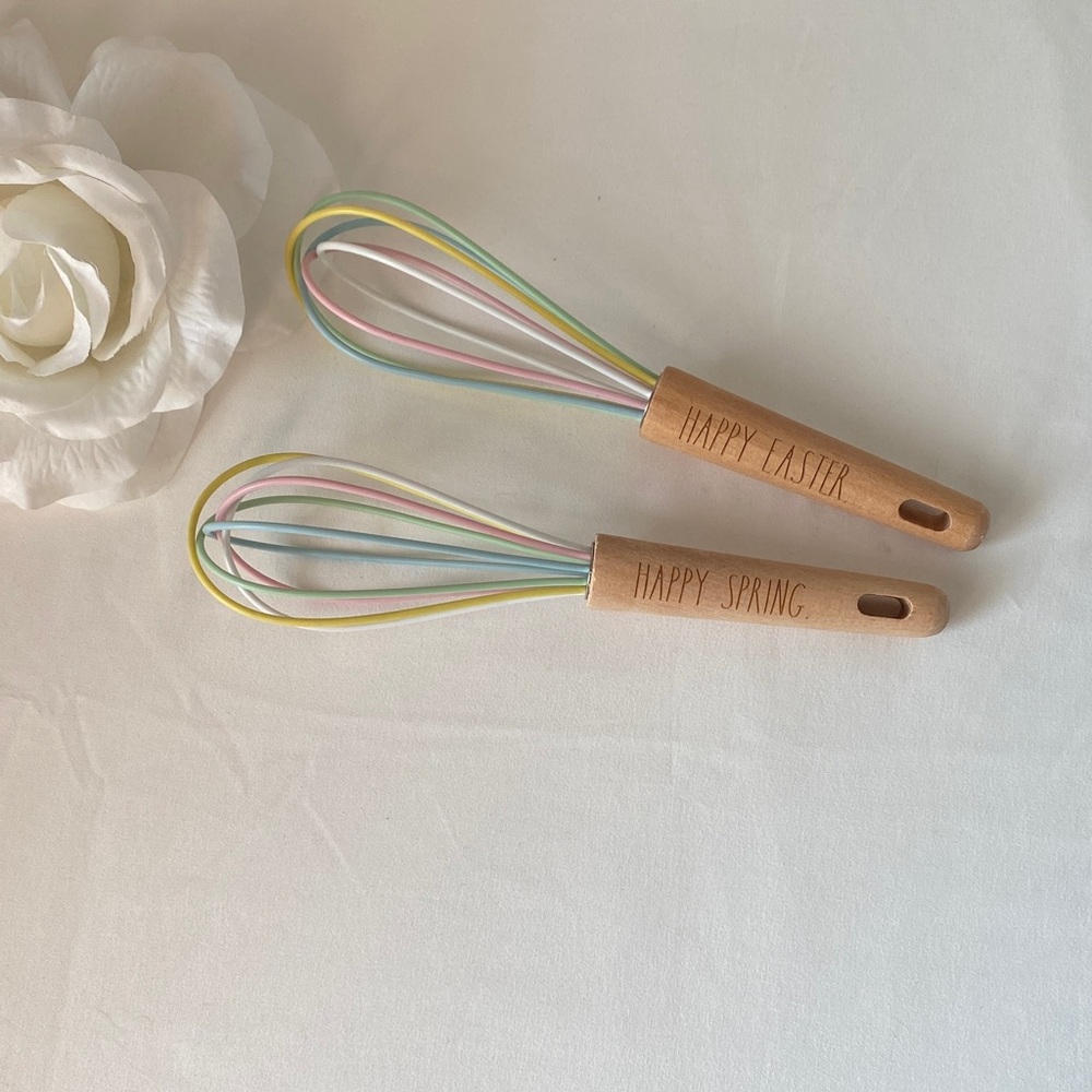 Pastel Silicone Mini Whisks with Wooden Handles Spring Easter Rae Dunn